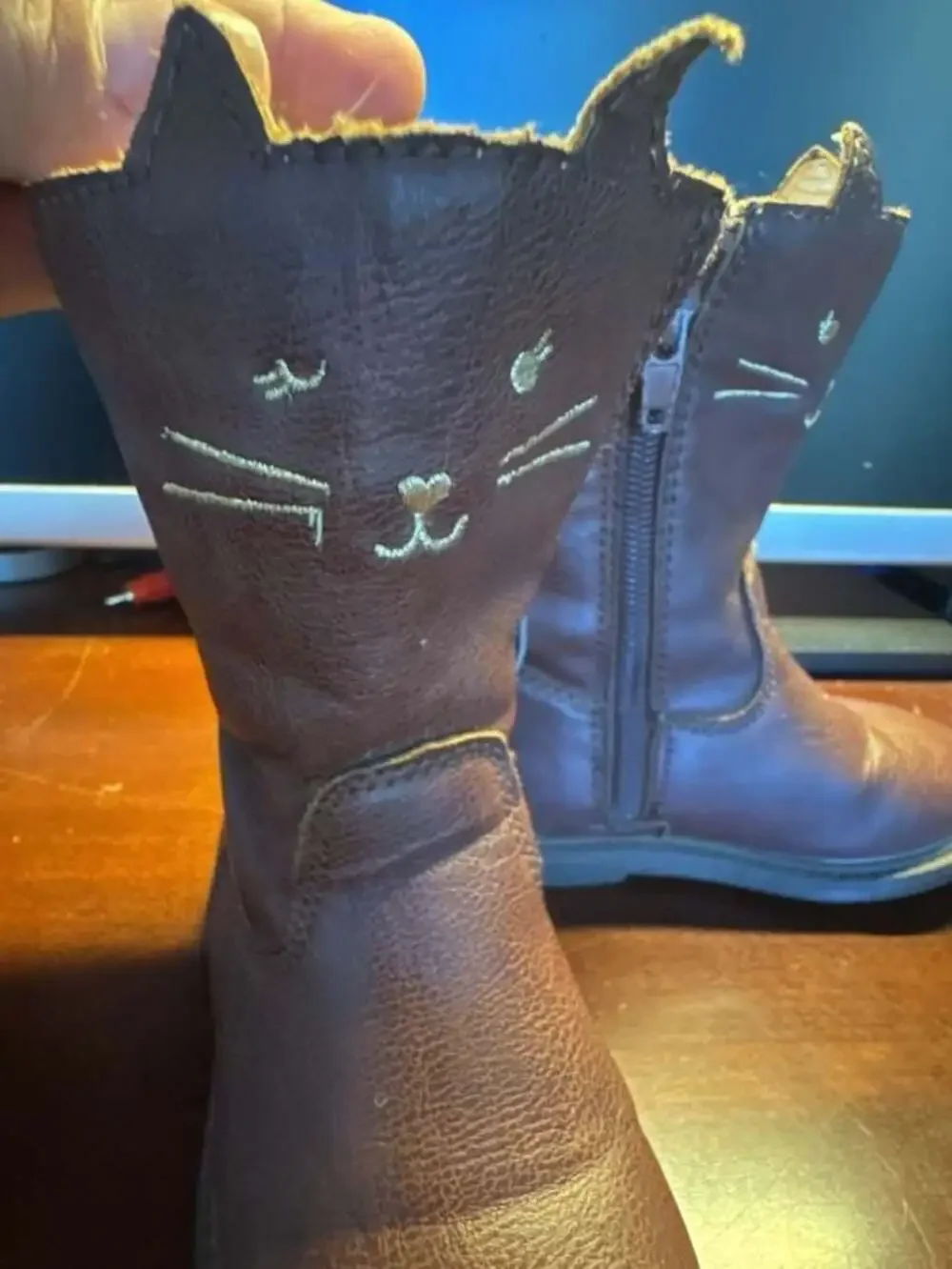 Carter's Pity Toddler Girls Brown Cat Face Embroidered Boots Size 5